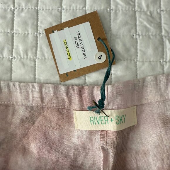 River + Sky Linen Ventura Tie-Dye Shorts Size 4 Pink & White Lightweight Summer - Picture 3 of 7